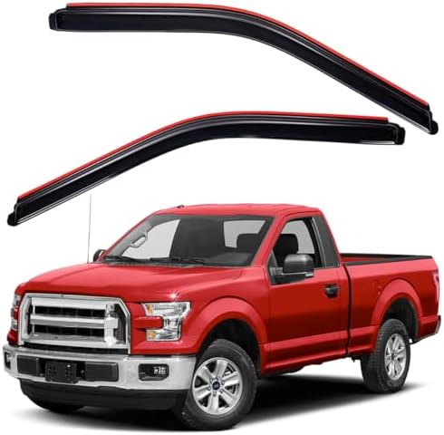 Lightronic WV192971 in-Channel Side Window Deflectors & Visors Vent Rain Guards, Dark Smoke, 2-Pieces Set, Fits 2015-2024 Ford F-150 Regular Cab Lightronic