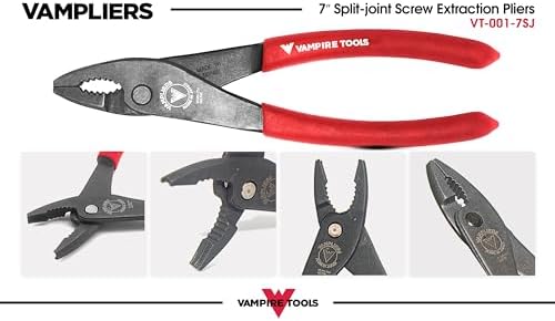 VAMPLIERS 5-Piece Screw Extractor Pliers + Scissors Set. Made in Japan. 8" Linesman Combination Pliers, 7.5" Long Nose, 7" Slip Joint, 6.25" BRUTE, Utility Electrician Scissors + Tool Organizer Pouch. Vampliers