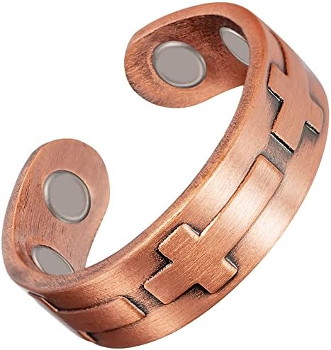 Copper Ring for Women, Adjustable Copper Magnetic Ring, Adjustable Magnetic Copper Rings for Men with 4 Magnets EnerCoppeX