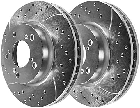 Передние тормозные диски с отверстиями и канавками, серебристые, пара из 2 для Honda Pilot 2009-2015, Acura MDX 2007-2013 Auto Shack