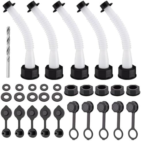 Tookie Gas Can Spout Replacement, Gas Can Nozzle, Flexible Pour Nozzle Suitable for Most 1/2/5/10 Gal Oil Cans, (5 Kit-White) Fuel Can Spout Replacement(White) Tookie