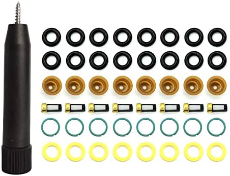 HiSport Fuel Injector Seal Kits Rebuild Set Include O-rings, Pintle Caps, Seal Spacers, Filter Baskets with 1pcs Filter Removal Tool [8 Set] HiSport