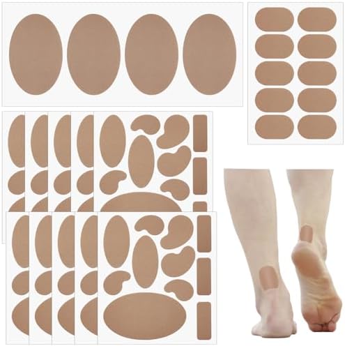 12 Sheets Moleskin Adhesive Pads, Multi-Shaped & Special-Shaped & Oblate & Oval Moleskin Tape, Flannel Adhesive Pads Anti-Wear Moleskin Strips Patch to Prevent Skin Blister for Feet Heels, 124 Pcs XYQMLY