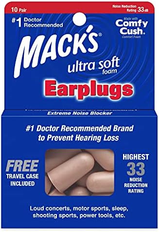 Macks Ultra Soft Foam Earplugs, 10 Count (Pack of 6) Mack's