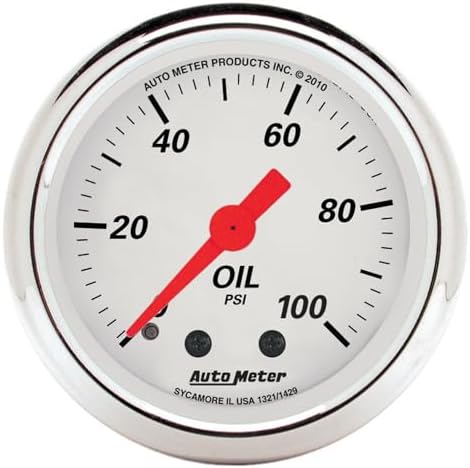 Auto Meter 1321 Arctic White Mechanical Oil Pressure Gauge Auto Meter