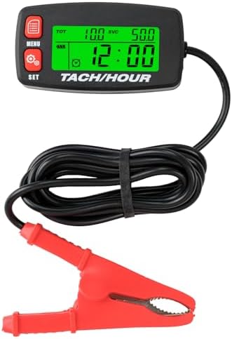 Runleader Digital Tach/Hour Meter with Alligator Clip, Maintenance Reminder for Garden Tractor Generator Motorcycle Outboard Motor Chainsaw etc. Runleader