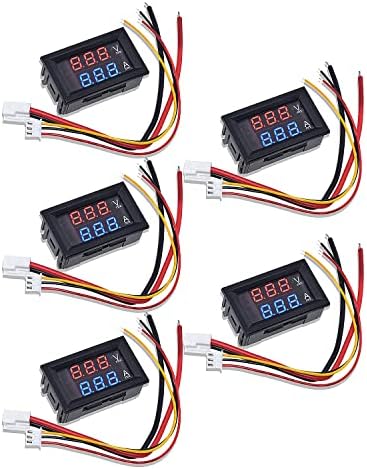 5PCS 0.28" Digital Volt Amp Voltmeter Ammeter Meter DC 100V 10A 3 Bits Red+Blue Display Voltage Current Tester Sumklin