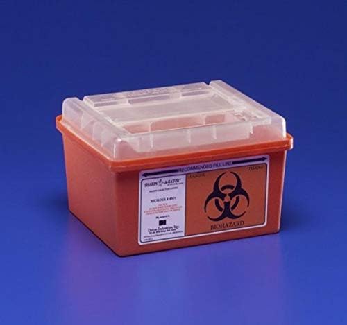 Kendall 31143699 Sharps-A-Gator General Purpose Large Volume Sharps Disposal Biohazard Waste Container, 1 Gallon Capacity, Red (Case of 32) Kendall