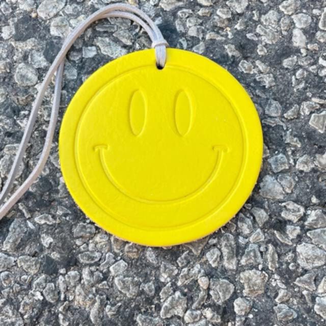 | Leather Car Air Freshener | Smiley Face Yellow (Leather Scent) Air Flair