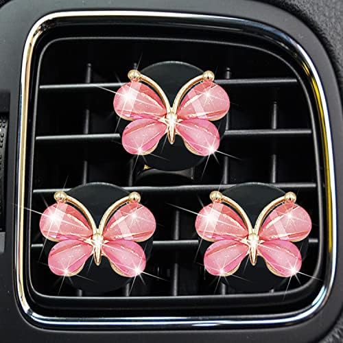 Cute Butterfly Air Vent Clips,3 Pcs Pink Butterfly Car Air Fresheners Vent Clips Long Lasting Car Diffuser Car Interior Decor Charm Car Decoration Cute Car Accessories for Women Girls Xinjincang