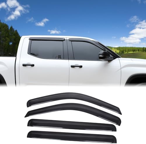 Car Side Window Rain Guards Visor Deflectors Compatible with Toyota Tundra 2022 2023 Car Front Rear Channel Window Rain Guard Visor Weather Shield Deflector Vent Door Visor Trim Cover ABS Accessories Aunginsy