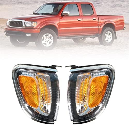 WFLNHB Front Driver and Passenger Side Parking/Side Marker Lights Replacement for Toyota Tacoma 2001-2004 Side Marker Corner Lights w/Chrome Trim 8162004090B0 TO2521162 Wflnhb