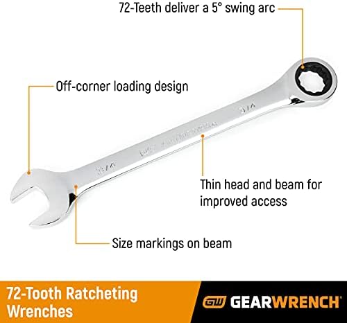 GEARWRENCH 34 Pc. Standard & Stubby Ratcheting Wrench Set, SAE & Metric - 85034 Gearwrench