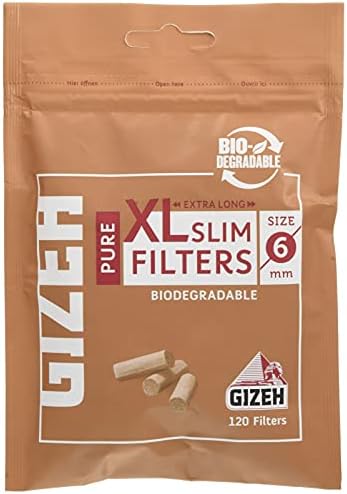 Gizeh 7-25012-75 Pure XL Slim Filter, Unbleached, Long Size, 120 Pieces, 5 Bags Pack Gizeh