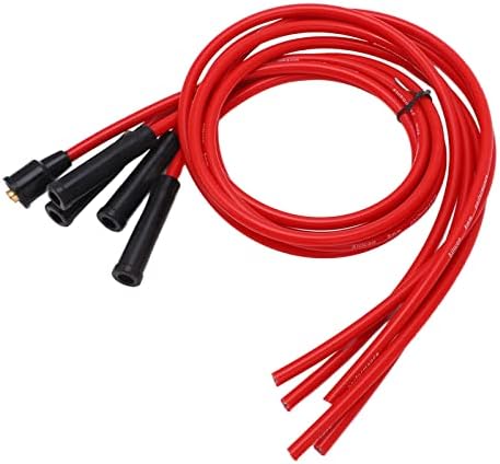 Spark Plug Ignition Wire Set,Spark Plug Ignition Wire Set Red High Performance Silicone 1m Car Ignition Wire for 4 Cylinder Automobile 8mm Anggrek