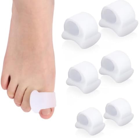 3 Pairs of Gel (Гель) Toe Separators, Soft Silicone Toe Spacers Comfortable Toe Protectors for Men Women Overlapping Toes (White) PEUTIER