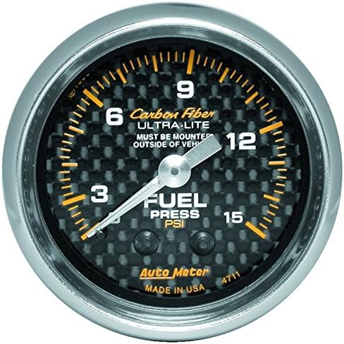 Auto Meter 4711 Carbon Fiber Mechanical Fuel Pressure Gauge Auto Meter