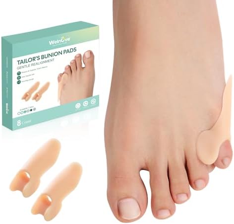 Welnove Tailor's Bunion Corrector Pads - 8 Pack Pinky Toe Protector, Bunion Cushion with Separator for Women Men, Gel (Гель) Bunion Shield for Foot Pain Relief, Beige(Shield Spacers) Welnove