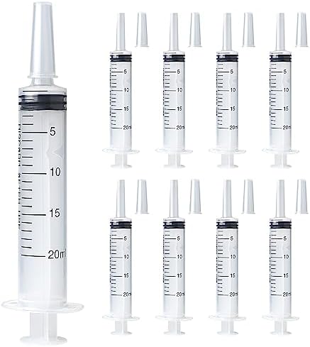 Large Plastic Syringe for Scientific Labs 8Pack Measuring Syringe Tools Dispensing Multiple Uses (20 ml) TUTUDOW