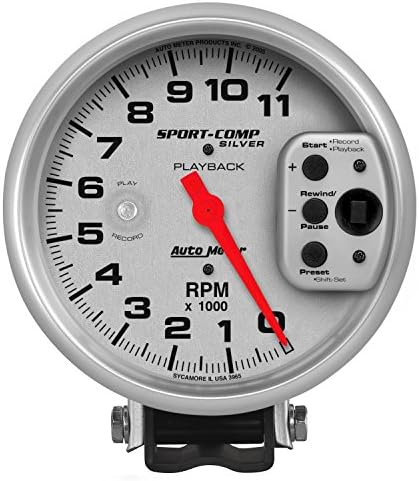 Auto Meter 3965 Sport-Comp Silver Playback Tachometer Auto Meter