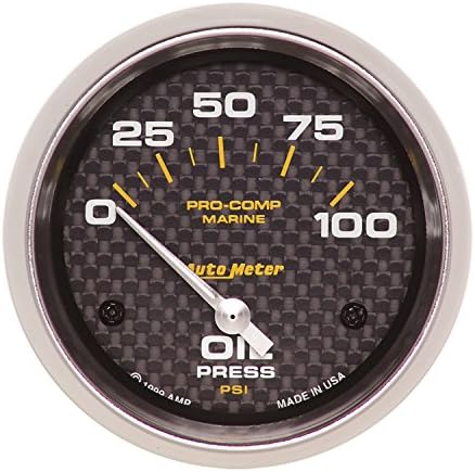 AutoMeter Gauge, Oil Pressure, 2 5/8", 100Psi, Electric, Marine Carbon Fiber (200759-40), Multi Auto Meter