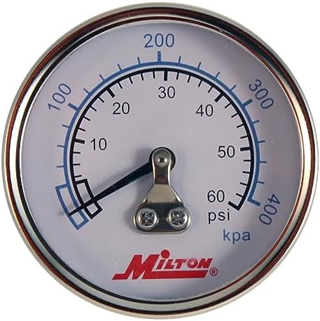 Миниатюрный латунный манометр давления Milton, 1/4" NPT, размеры 5.1x6.4x8.9 см Milton