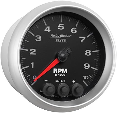 Auto Meter 5697 Elite Series 3-3/8" 0-10000 RPM In-Dash Street Progressive Shift Light Tach Tachometer Auto Meter