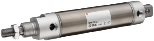 SMC NCMB106-0100S Stainless Steel Air Cylinder, Round Body, Single Acting, Spring Return, Front Nose Mounting, Not Switch Ready, No Cushion, 1-1/16" Bore OD, 1" Stroke, 0.312" Rod OD, 1/8" NPT Smc