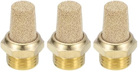 PATIKIL 1/4 Inch G Sintered Bronze Exhaust Muffler, 3Pcs Brass Pneumatic Muffler Patikil