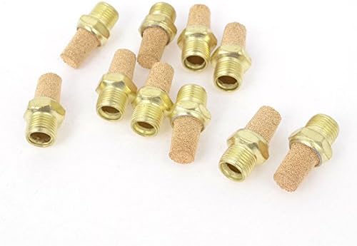 uxcell 1/8PT Male Thread Brass Air Exhaust Silencer Muffler Gold Tone 10 Pcs Uxcell