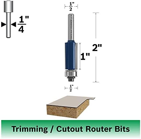 Карбидный резец с двумя флейтами 1/2" x 1" для фрезерования и обрезки Bosch