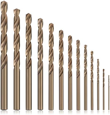 Набор из 13 кобальтовых сверл M35 с 5% содержанием, для металла и дерева, размеры от 1/16" до 1/4" COMOWARE
