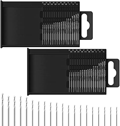 0.3-1.6 mm Micro Mini Drill Bit Set Tiny Drill Bits Small Shank Full-Ground HSS Twist Drill High Speed Steel Boards Tiny Drill Bits for Dill (40 Pieces) Honoson