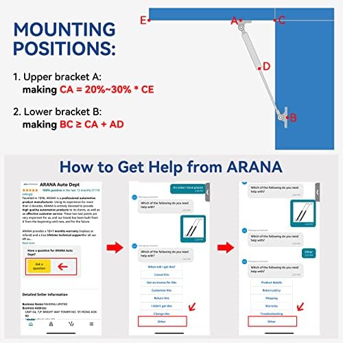 Газовые амортизаторы 15 дюймов на 10 фунтов с креплениями, 2 шт., подъёмный механизм для крышки ящика, поддержка до 12 фунтов Arana