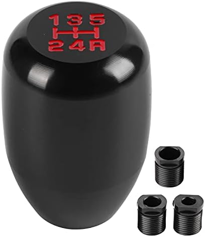 Aramox 5 Speed Gear Shift Knob,Universal Car Manual Metal Gear Shift Knob Shifter Lever Stick with 3 Adapters 8/10/12mm (Black) Aramox