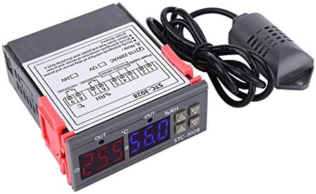 Temperature Controller, STC-3028 Digital Display Temperature and Humidity Controller Meter with Integrated Sensor, -20 ° C~80 ° C, (110~240VAC) Walfront