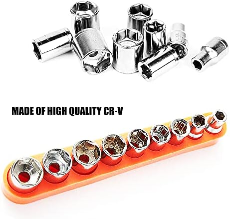 Набор торцевых ключей 1/4 дюйма, 9 предметов, хром-ванадий, размеры 5-13 мм Uayeatye