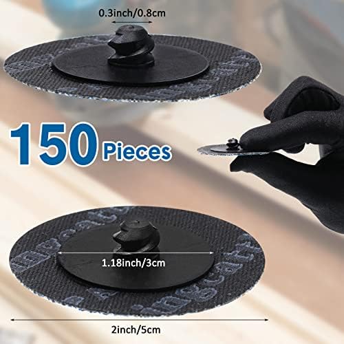 Nuenen 150 Pcs Sanding Discs Die Grinder Sanding Discs 2 Inch Grinding Disc for Surface Finish Grind Polish Burr Rust Paint Removal Use with Die Grinder (36 Grit) Nuenen