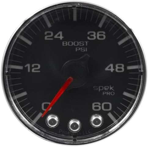 Auto Meter P304318 Gauge Boost (Spek-Pro 2 1/16", 60Psi, Stepper Motorwith Peak & Warn, Blk/Chrm, Spek-Pro) Auto Meter