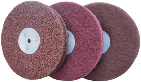 3PC 6 Inch x 2 Section Non Woven Polishing Wheel Kit for Bench Grinder with 10MM Arbor Hole Each 1PC Hard/Medium/Soft Generic