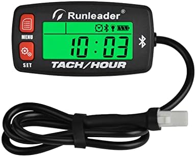 Runleader Digital Bluetooth Hour Meter Tachometer, Mobile Remote Operated RPM/Hour Meter, Regular Maintenance Reminder, Battery or DC 12V Power Supply for Lawn Mower Generator Boat Snowmobile (1) Runleader