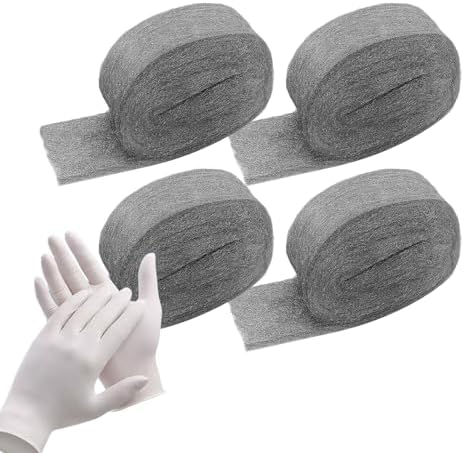 Steel Wool, Quality Mild Steel-Ideal for Removing Rust, Grime, Polishing Automotive Parts, Cleaning Chrome Wheels，Floor Scuff Marks and Stubborn Stains Included Gloves(3#-Coarse Grade, 2) Ekunbuy