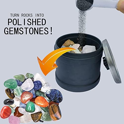 4 LBS Rock Tumbler Grit Media 5 in 1 Kit,Inculd 4 Steps Rock Polishing Grits + 2 Bottles Refill Plastic Pellets for Reduce noise and rock damage,Work with Any Brand Rock Tumbler, Rock Polisher HDongany