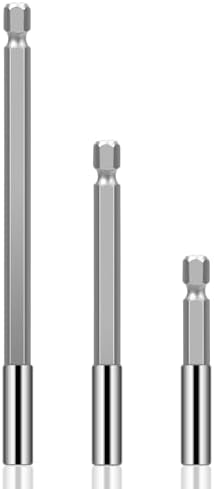 Набор магнитных удлинителей бит 3 шт., 1/4" с магнитом, длиной 75 мм, 100 мм, 150 мм для автомобилей и ремонта Aeaocvo
