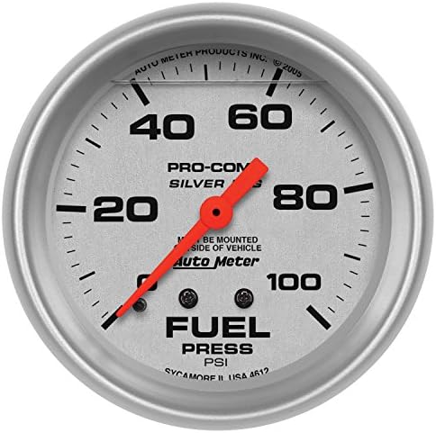 Auto Meter 4612 Silver LFGs Fuel Pressure Gauge Auto Meter