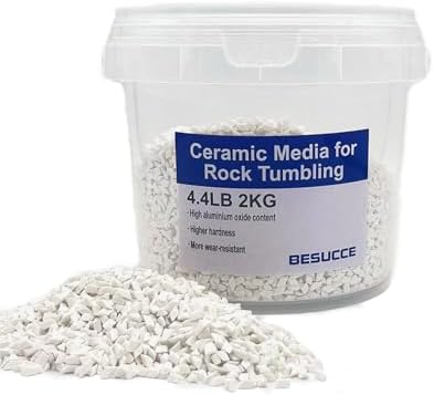 4.4 LBS Rock Tumbling Ceramic Pellets Filler Media for All Type Tumblers - Rock Tumbling Supplies Use with Rock Polishing Grit, Protects Rocks, Improves Tumbling, Reusable (1/8" Dia) Besucce