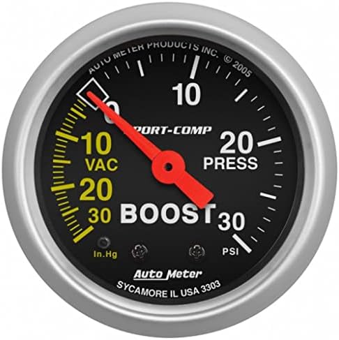 AutoMeter Sport-Comp Mechanical Boost Gauge | 52mm | 30 PSI KarParts360