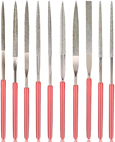 KALIONE 10Pcs Diamond Needle File Set, Model Files Mini Metal File Diamond File Set, Metal File Set Hand Tools, Miniature and Model Files, Small File Jewelry Stone Carving Tools(2x100mm) Kalione