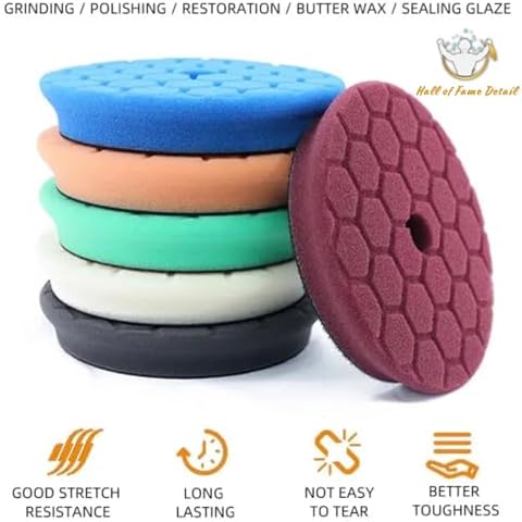 Hex-Logic 6.5 Inch Buffing Pad Hex Logic Buffing & Polishing Pad, Heavy Cut: Green (6.5 Inch for 6 inch 150mm Backing Plate) Polishing Pad for Car Buffer and Polisher Waxing Hall of Fame Detail