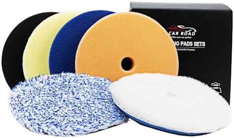 CARROAD 5 Inch Buffing Sponge Pads - Drill Buffer Polisher Attachment Kit with Polishing Pads, Buffing Pads for Drill, Drill Polishing Kit, Polishing Wheel for Drill Car Road